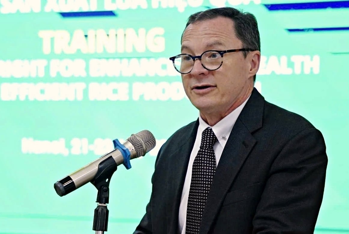 Ông Ralph Bean, Tham tán Nông nghiệp Hoa Kỳ tại Việt Nam phát biểu tại chương trình tập huấn. Ảnh: Linh Linh.