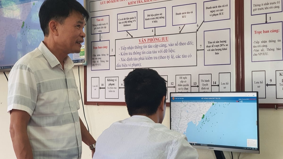 Giám sát tàu cá hoạt động khai thác hải sản trên biển. Ảnh: Kiên Trung.