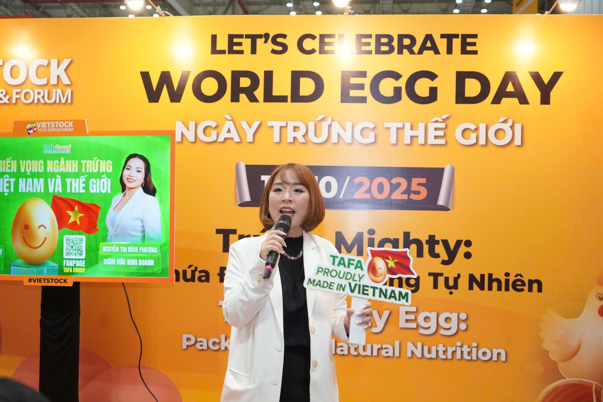 Bà Chu Thị Hồng Thủy, CEO Tafa Group cho hay, trứng là sản phẩm chăn nuôi có tốc độ tăng trưởng cao thứ hai toàn cầu, 2%/năm. Ảnh: Hồng Thắm.