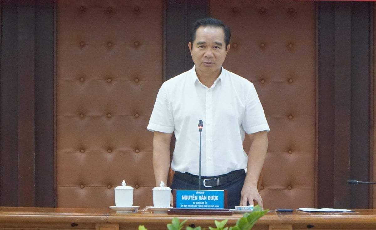 Ông Nguyễn Văn Được, Phó Bí thư Thành ủy, Chủ tịch UBND TP.HCM phát biểu, chỉ đạo cuộc họp. Ảnh: Lê Bình. Ông Nguyễn Văn Được, Phó Bí thư Thành ủy, Chủ tịch UBND TP.HCM phát biểu, chỉ đạo cuộc họp. Ảnh: Lê Bình.