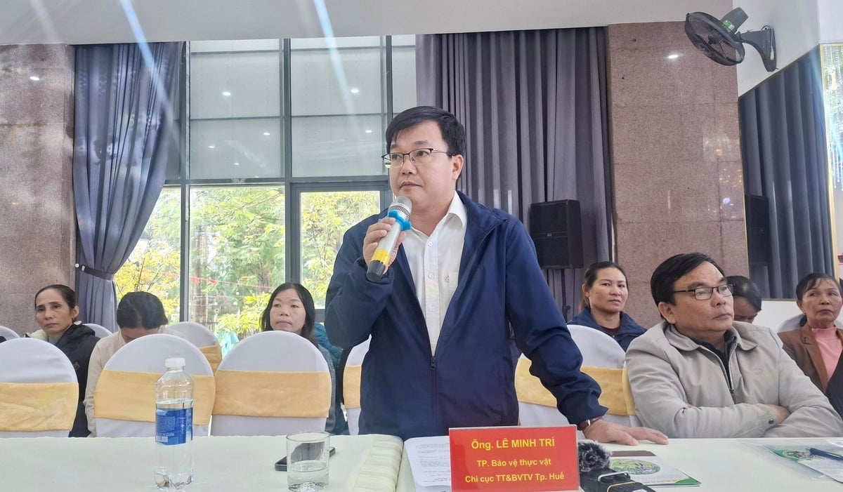 Đại diện Chi cục Trồng trọt và Bảo vệ thực vật TP Huế phát biểu tại tọa đàm. Ảnh: Văn Dinh.