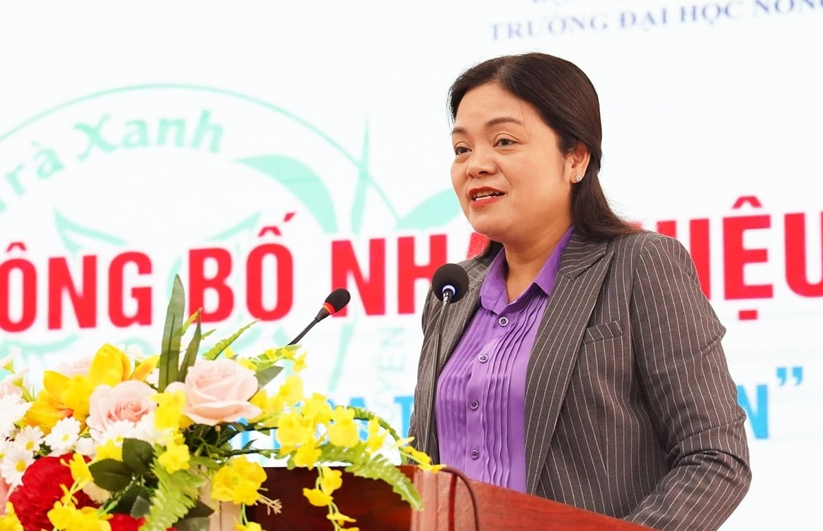 Bà Nguyễn Thị Loan, Phó Chủ tịch UBND tỉnh Thái Nguyên phát biểu tại hội nghị công bố nhãn hiệu. Ảnh: Quang Linh Bà Nguyễn Thị Loan, Phó Chủ tịch UBND tỉnh Thái Nguyên phát biểu tại hội nghị công bố nhãn hiệu. Ảnh: Quang Linh