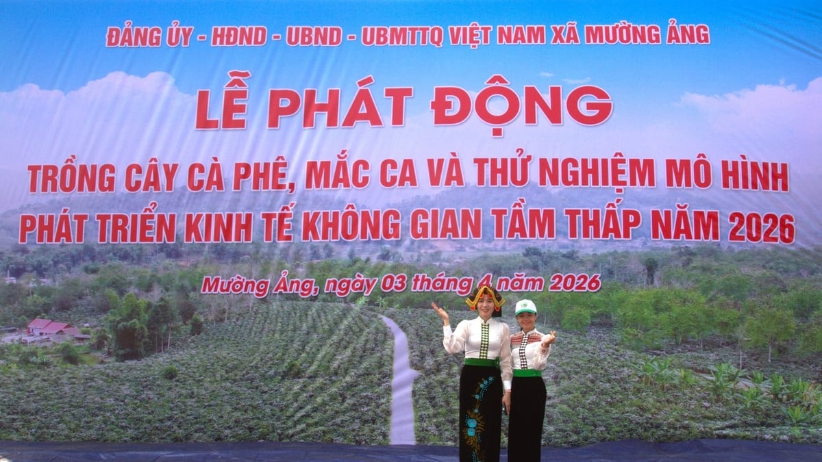Lễ phát động trồng cây cà phê, mắc ca và thử nghiệm mô hình kinh tế không gian tầm thấp tại xã Mường Ảng. Ảnh: An Nhiên.