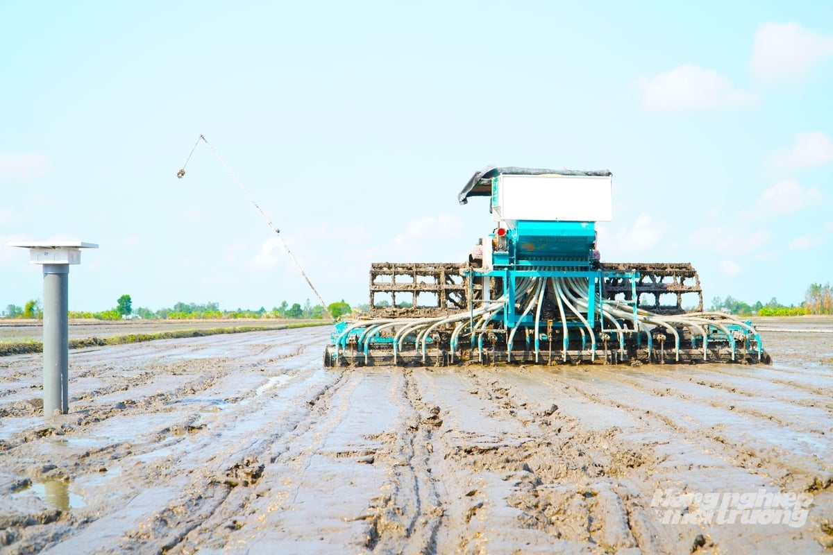 Tỷ lệ áp dụng cơ giới trong khâu làm đất, bơm tưới và thu hoạch tại TP Cần Thơ đã đạt 100%. Ảnh: Kim Anh.
