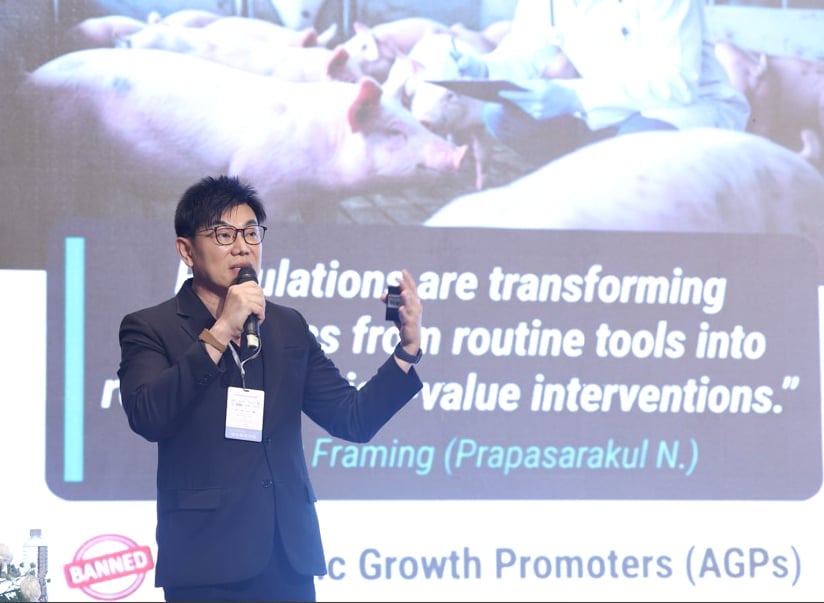 GS.TS Nuvee Prapasarakul trình bày tham luận tại hội thảo vệ tinh do C.P. Việt Nam chủ trì trong khuôn khổ IPVS 2026. Ảnh: C.P. Việt Nam. GS.TS Nuvee Prapasarakul trình bày tham luận tại hội thảo vệ tinh do C.P. Việt Nam chủ trì trong khuôn khổ IPVS 2026. Ảnh: C.P. Việt Nam.