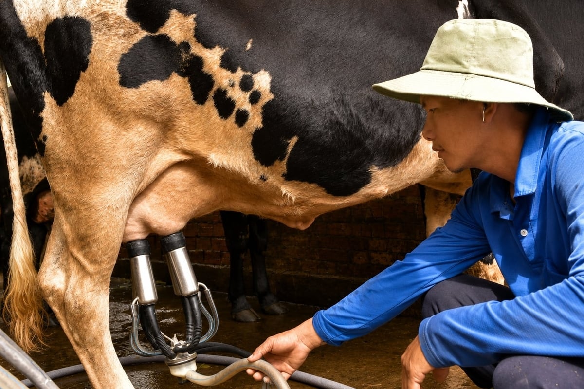 Dù giá sữa có tăng nhưng hiệu quả kinh tế trong nuôi bò sữa chưa cao, chỉ một số hộ nuôi có hiệu quả. Ảnh: Minh Đảm.