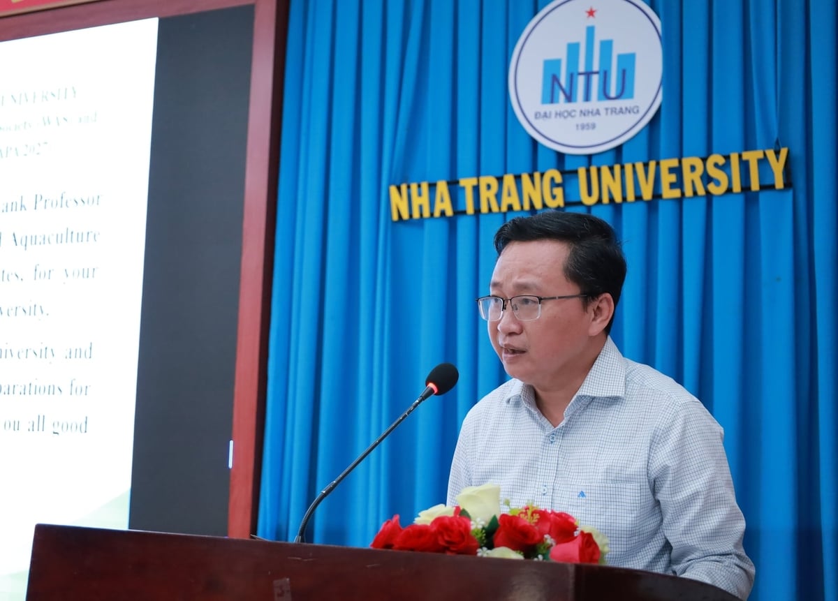 TS Quách Hoài Nam, Hiệu trưởng Trường Đại học Nha Trang phát biểu tại lễ ký kết. Ảnh: Phương Chi. TS Quách Hoài Nam, Hiệu trưởng Trường Đại học Nha Trang phát biểu tại lễ ký kết. Ảnh: Phương Chi.
