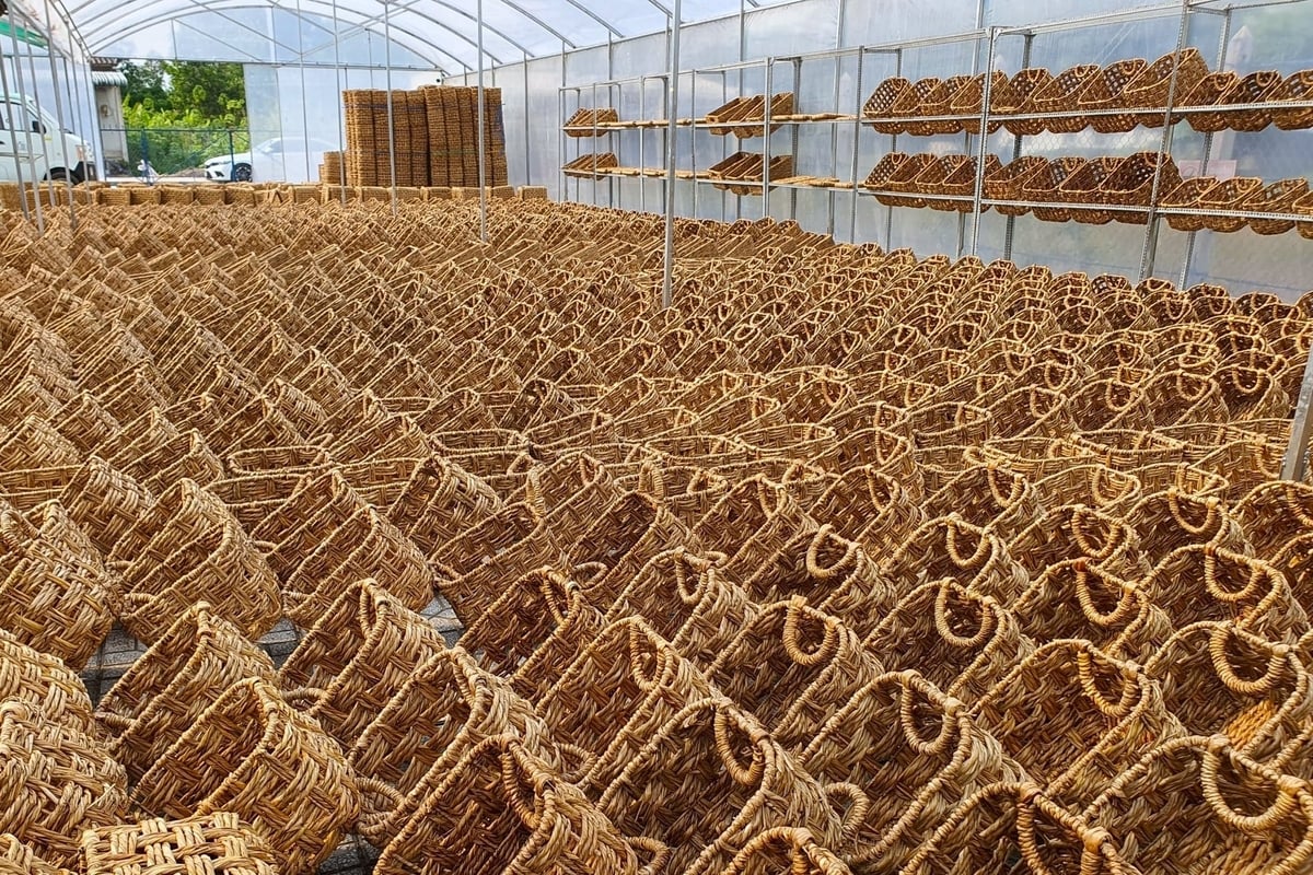 Một số sản phẩm thủ công mỹ nghề được sản xuất từ nguồn nguyên liệu cỏ năn tượng. Ảnh: Kim Anh.