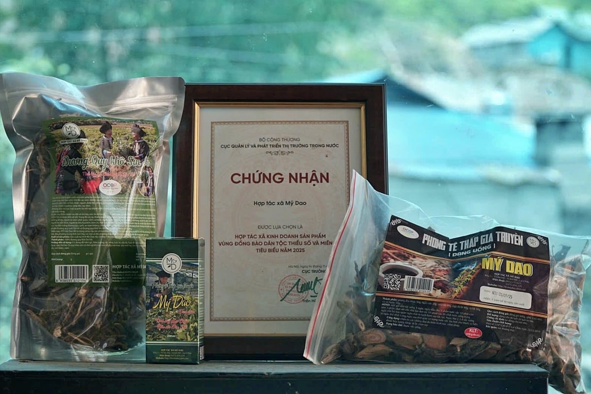 Sản phẩm của HTX Mý Dao đạt chứng nhận OCOP của tỉnh Lai Châu. Ảnh: Đức Bình.