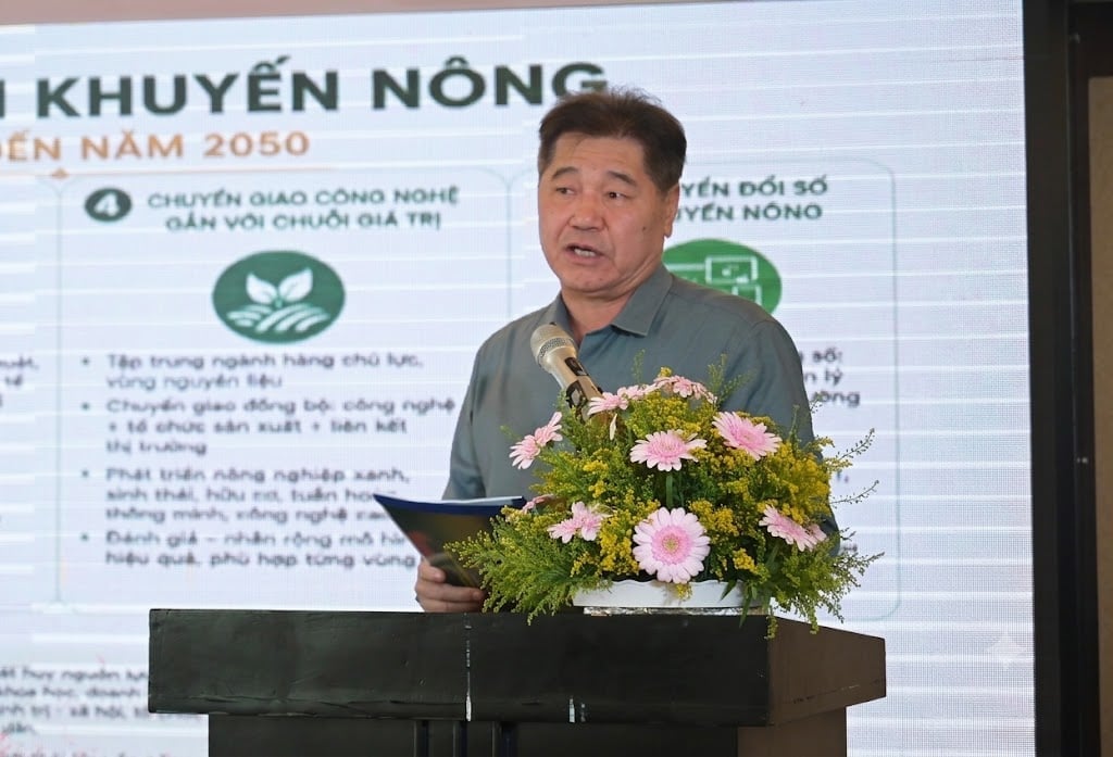 Giám đốc Trung tâm Khuyến nông quốc gia Lê Quốc Thanh chia sẽ một số nội dung tại chương trình. Ảnh: Phạm Hoài.