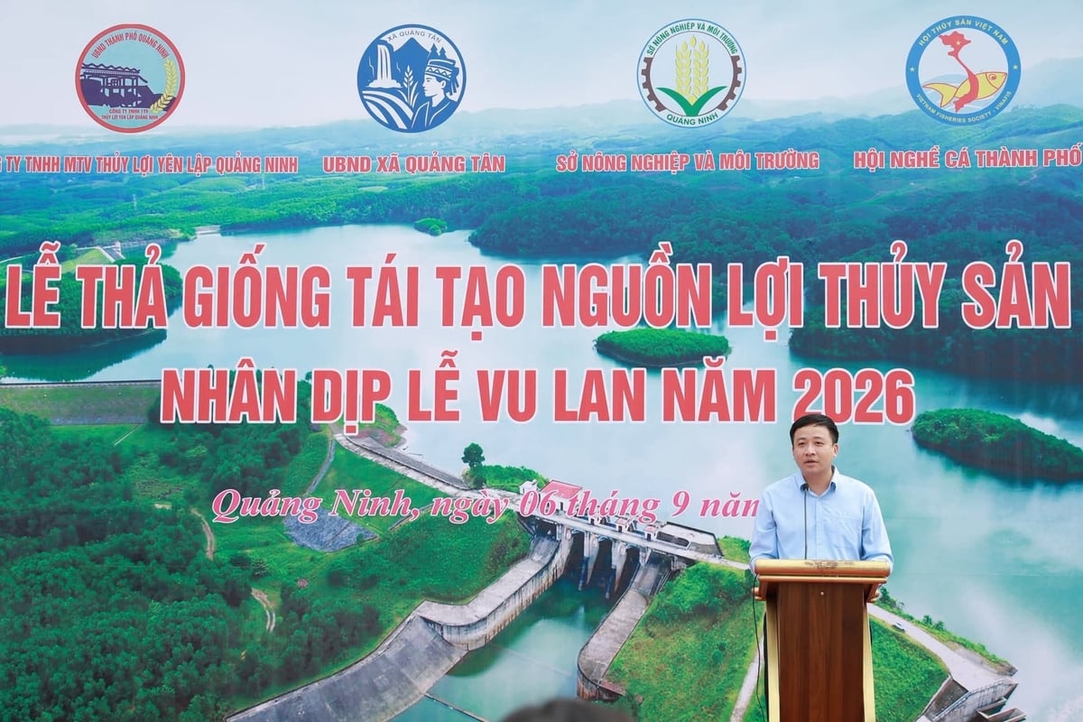 Lãnh đạo Sở NN-MT nhấn mạnh, việc thả giống có ý nghĩa quan trọng trong ổn định sinh kế cho người dân. Ảnh: Thanh Nga.
