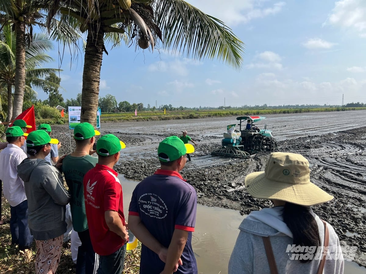 Cùng với cơ giới hóa, IRRI và các đối tác đang phát triển các công cụ dữ liệu nhằm hỗ trợ quản lý sản xuất chính xác hơn. Ảnh: Trọng Linh.