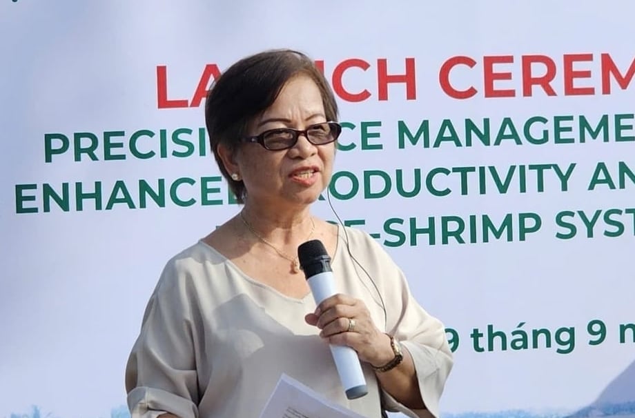 TS Madonna Casimero, chuyên gia IRRI chia sẻ tại buổi trình diễn. Ảnh: Trọng Linh.