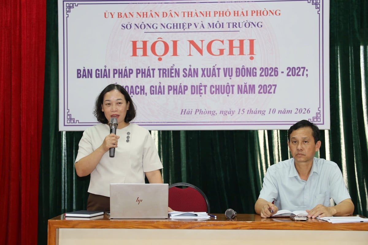 Bà Lương Thị Kiểm - Phó Giám đốc Sở Nông nghiệp và Môi trường Hải Phòng chủ trì hội nghị. Ảnh: Đinh Mười. Bà Lương Thị Kiểm - Phó Giám đốc Sở Nông nghiệp và Môi trường Hải Phòng chủ trì hội nghị. Ảnh: Đinh Mười.
